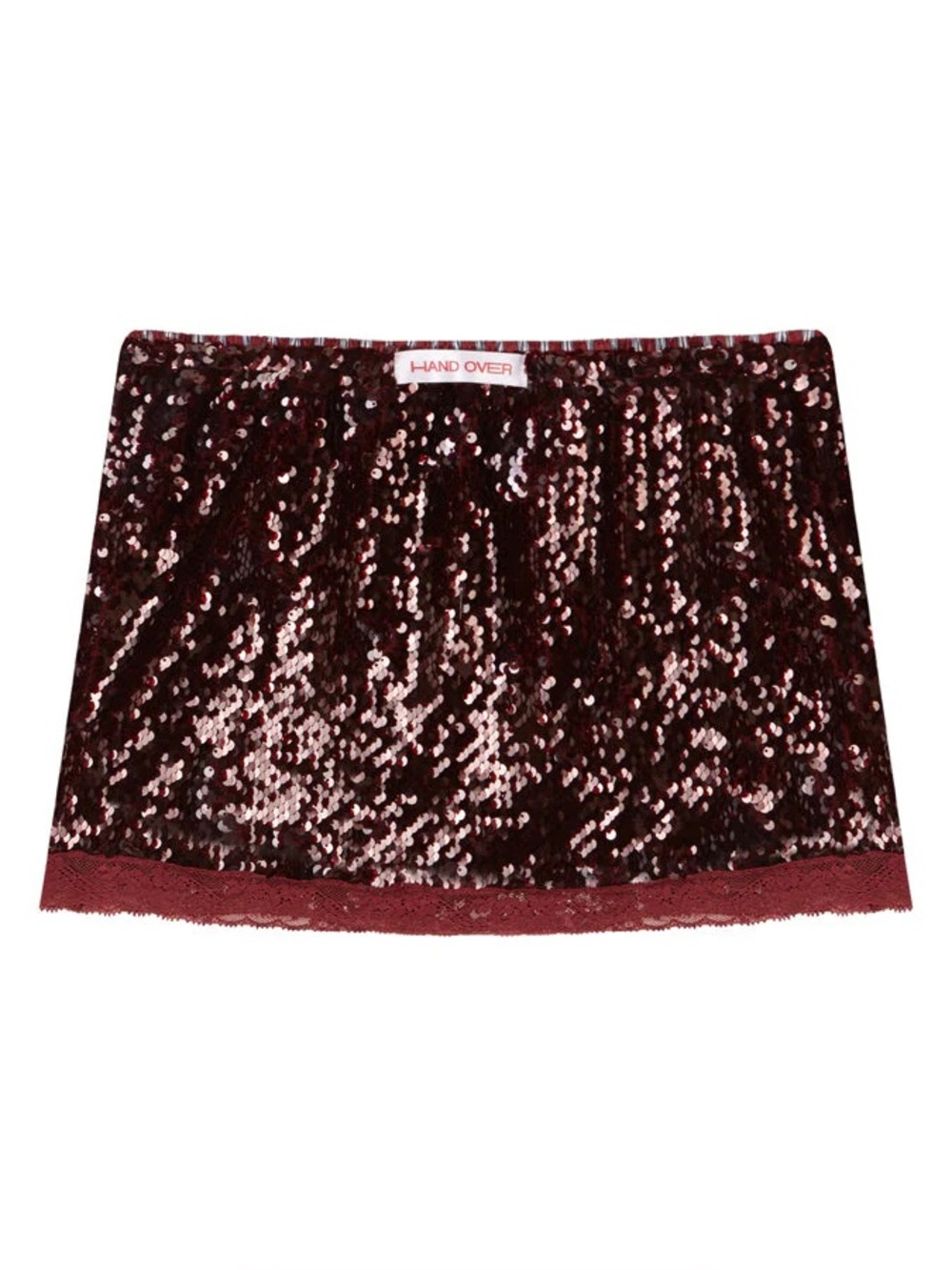 NWT Hand Over Leo Mini Skirt in Maroon Red Sequin Sparkle Micro Party Cocktail